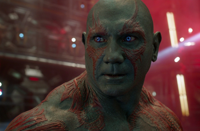 Dave Bautista as Drax the Destroyer in Guardians of the Galaxy Vol. 2. Image via Marvel Cinematic Universe Wiki | onetakekate.com